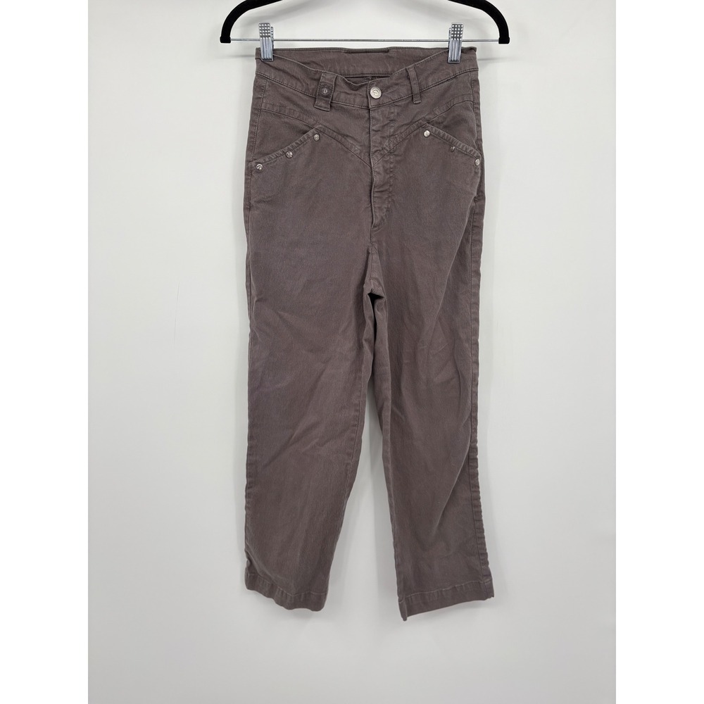 Dismero Italy High Rise Western Yoke Pants Taupe Brown Straight Leg Size 28